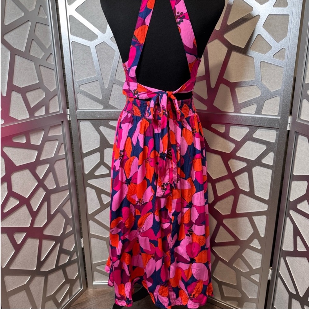Anthropologie Abel The Label Vibrant Floral Halter Maxi Dress